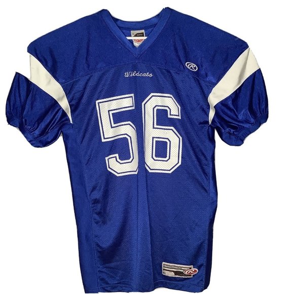 Rawlings Football Jersey Adult XL Blue White Wildcats 56 pro performance apparel - Picture 1 of 11